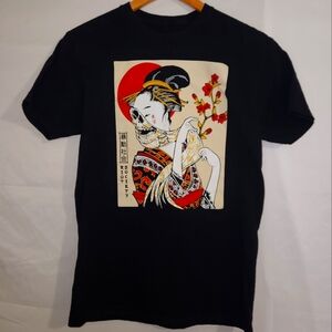 Riot Society Geisha Tshirt - Men's M - Front Art - Black Tee